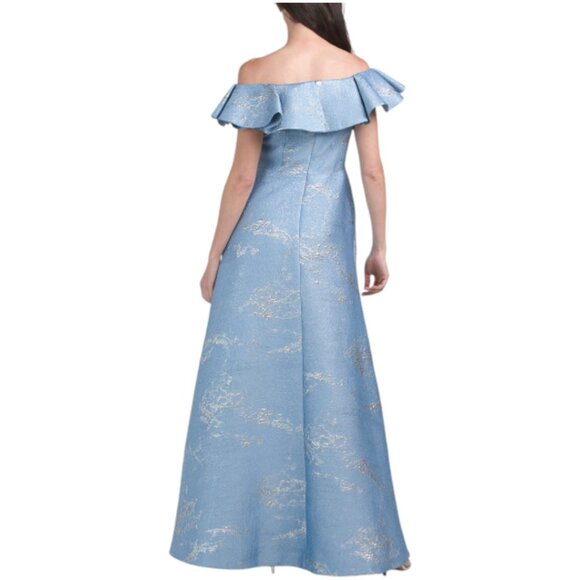 TERI JON Jacquard Ruffle Off The Shoulder Gown - Picture 2 of 3